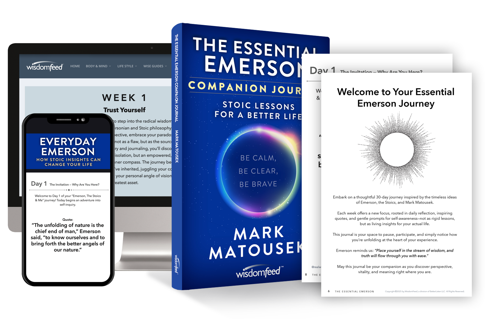 The Essential Emerson: Journal and Self Study Course Stoic Lessons for a Better Life with Mark Matousek