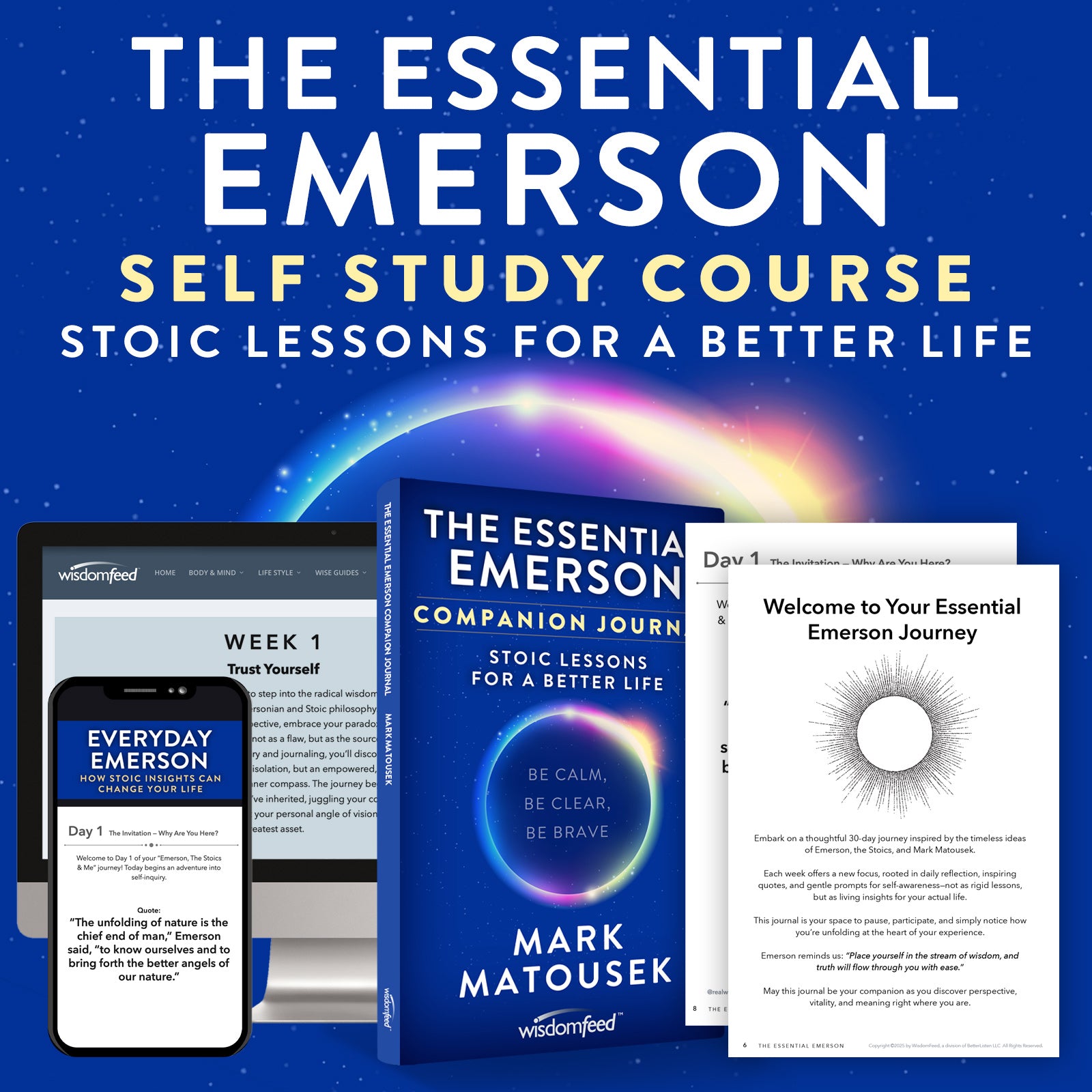 The Essential Emerson: Journal and Self Study Course Stoic Lessons for a Better Life with Mark Matousek
