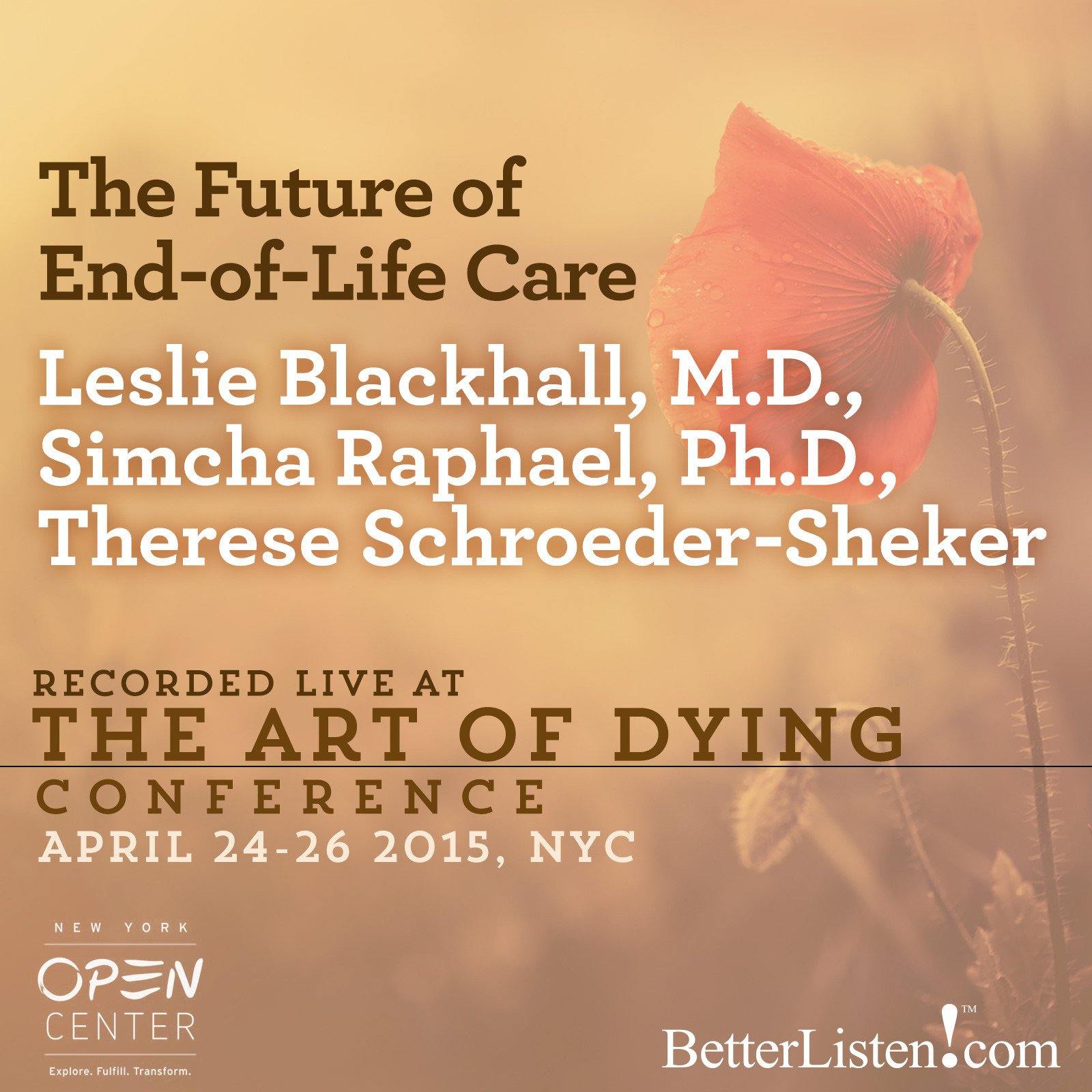 The Future of End-of-Life Care with Leslie Blackhall, M.D., Simcha Raphael, Ph.D, Therese Schroeder-Sheker - BetterListen!